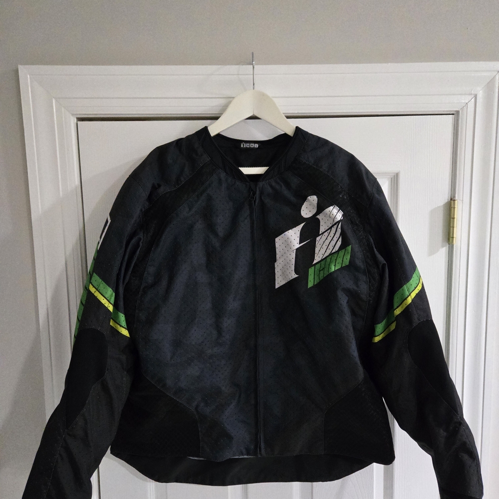 Black and Green Icon Motorcycle Jacket